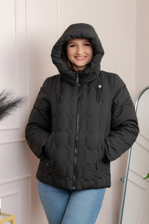 Geaca matlasata Alyssa cu gluga nedetasabila - Negru [2]