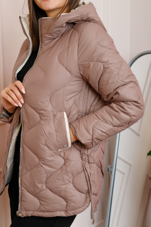 Geaca matlasata Hazel cu gluga fixa si fermoar - Maro cafeniu [1]