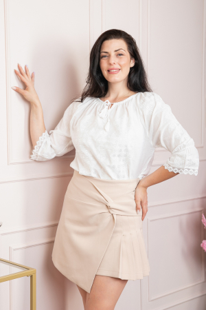 Ie traditionala alba cu motiv floral alb Anabela [0]