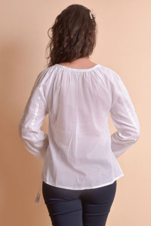 Ie traditionala alba cu motiv floral alb Eleonora [4]