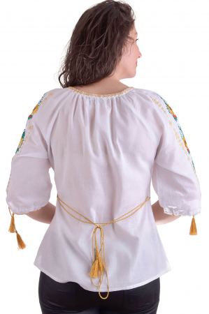 Ie traditionala alba cu motiv floral galben Ioana [2]
