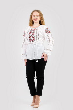 Ie traditionala alba cu motiv floral multicolor Natalia [3]