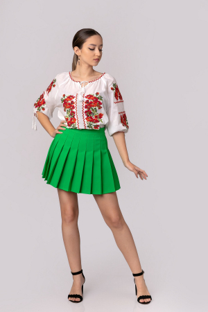 Ie traditionala alba cu motiv floral rosu Mia [3]