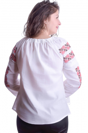 Ie traditionala alba cu motiv floral roz Valentina [2]