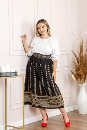 Ie traditionala alba cu motiv geometric alb Eliana [3]