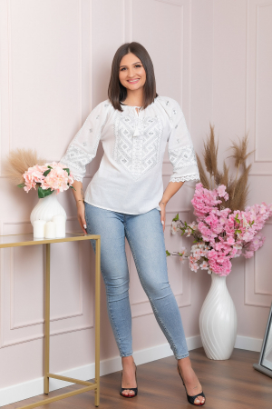 Bluza alba cu motiv geometric argintiu Minerva 03 [3]