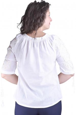 Bluza alba cu motiv geometric auriu Elvira 07 [2]