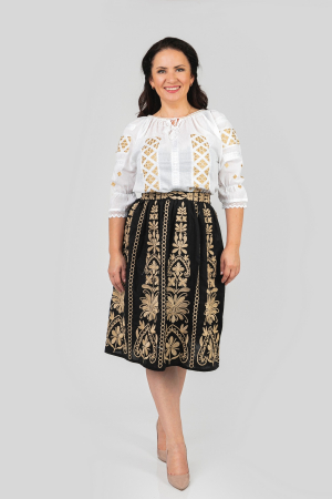 Bluza alba cu motiv geometric auriu Ozana 01 [3]