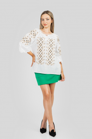 Ie traditionala alba cu motiv geometric crem Aniela 01 [3]
