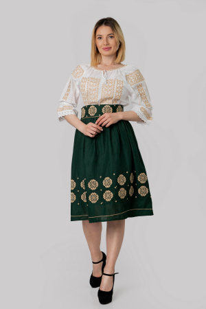 Ie traditionala alba cu motiv geometric crem Samira 01 [3]