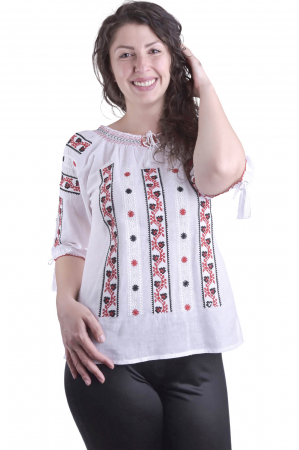 Ie traditionala alba cu motiv geometric multicolor Sonia 03 [3]