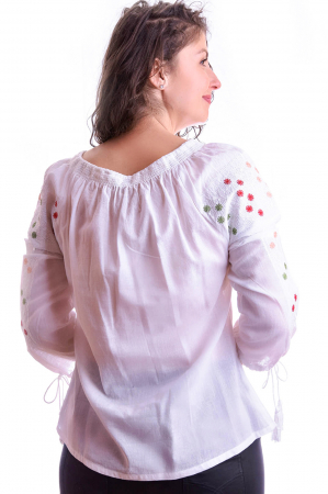 Ie traditionala alba cu motiv geometric multicolor Crina 01 [2]