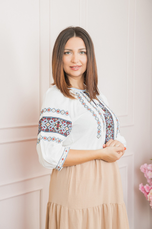 Ie traditionala alba cu motiv geometric multicolor Lucretia [0]