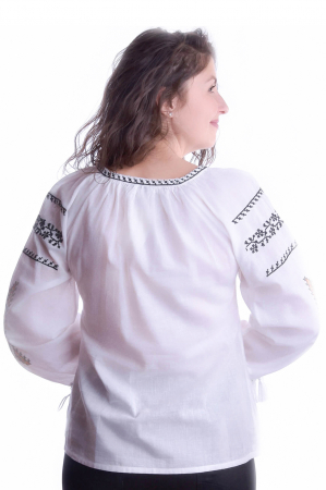 Ie traditionala alba cu motiv geometric multicolor Manuela [2]