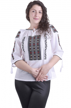 Ie traditionala alba cu motiv geometric multicolor Matilda [3]