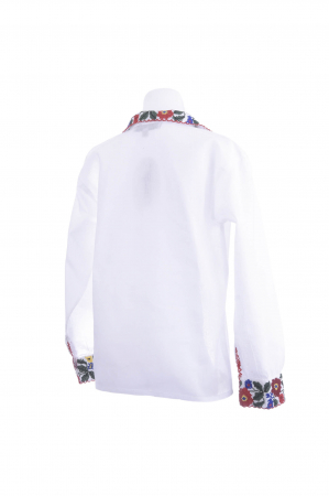 Camasa traditionala de baieti alba cu motiv floral rosu Felix [2]