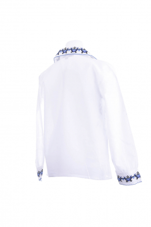 Camasa traditionala de baieti alba pentru baieti cu motiv geometric albastru Ianis [2]