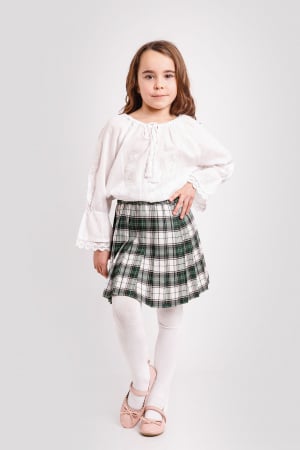 Imbracaminte copii - Ie traditionala alba pentru fetite cu motiv floral alb Elsa