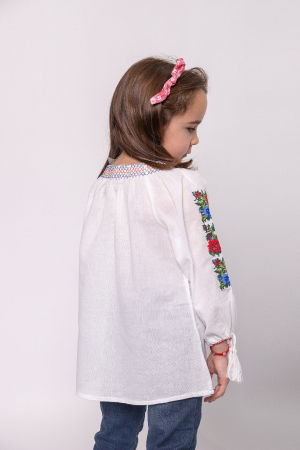 Ie traditionala alba pentru fetite cu motiv floral multicolor Ada [3]