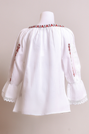 Ie traditionala alba pentru fetite cu motiv floral rosu Beatrice [3]