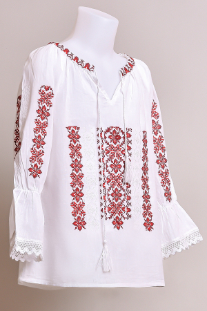 Ie traditionala alba pentru fetite cu motiv floral rosu Beatrice [2]