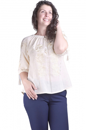 Ie traditionala crem cu motiv floral auriu Aura [3]