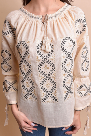 Ie traditionala crem cu motiv geometric auriu Dora [1]