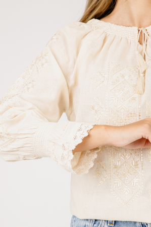 Ie traditionala crem cu motiv geometric auriu Eva 01 [1]