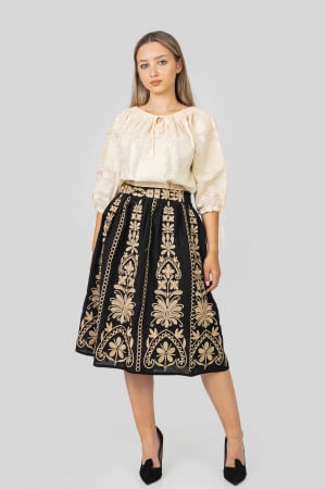 Ie traditionala crem cu motiv geometric auriu Narcisa [3]