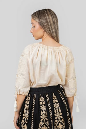 Ie traditionala crem cu motiv geometric auriu Narcisa [2]
