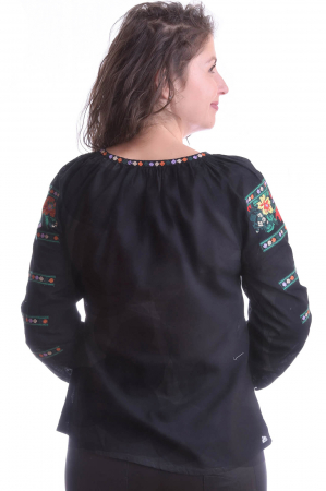 Bluza neagra cu motiv floral multicolor Anabela [3]