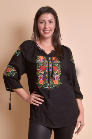 Bluza neagra cu motiv multicolor Ela 02 [5]