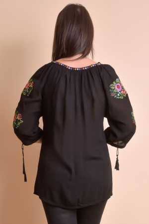 Bluza neagra cu motiv multicolor Ela 02 [4]