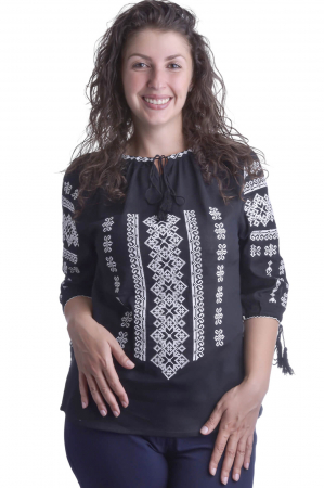 Bluza neagra cu motiv alb Octavia [0]