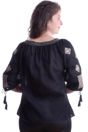 Ie traditionala neagra cu motiv geometric crem Tamara 01 [2]