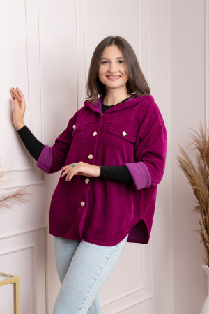 Camasi - Jacheta dama fuchsia cu gluga si nasturi aurii Peggy