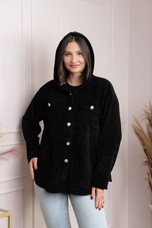 Jacheta dama neagra cu gluga si nasturi aurii Peggy [2]