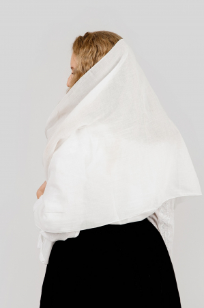 Marama traditionala alba cu broderie geometrica alba Clara [2]