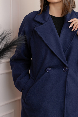 Palton bleumarin cu rever amplu si nasturi Diane [1]