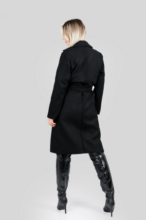 Palton elegant negru cu centura in talie [2]