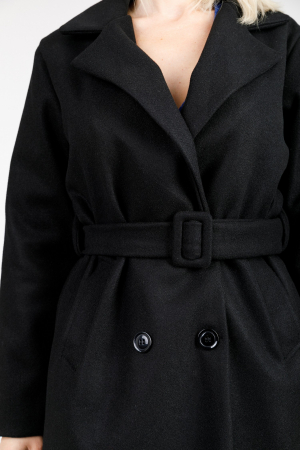Palton elegant negru cu centura in talie [1]