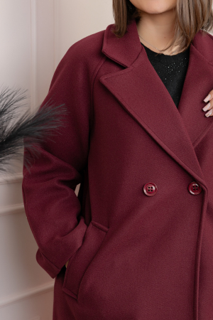 Palton grena cu rever amplu si nasturi Diane [1]