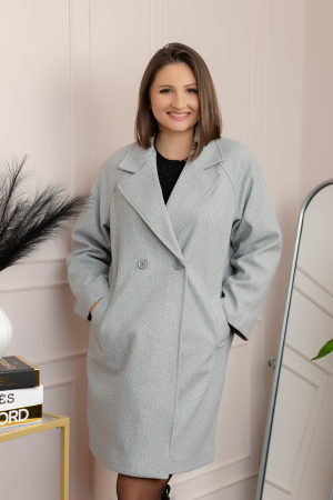 Palton gri cu rever amplu si nasturi Diane [2]