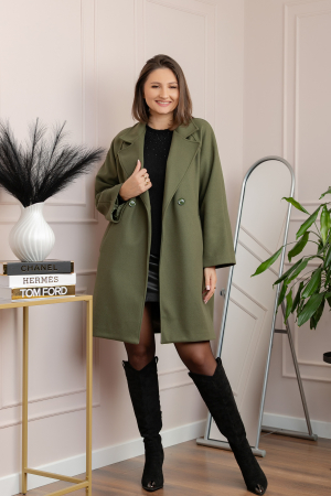 Palton kaki cu rever amplu si nasturi Diane [3]