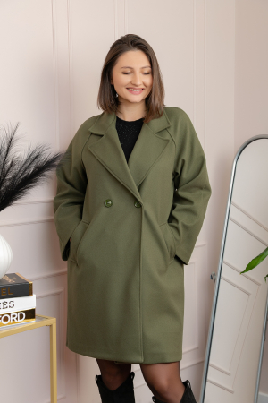 Palton kaki cu rever amplu si nasturi Diane [2]