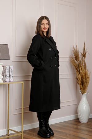 Paltoane si geci - Palton lung dama elegant cu nasturi decorativi - Negru