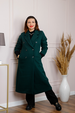 Palton lung dama elegant cu nasturi decorativi - Verde [3]