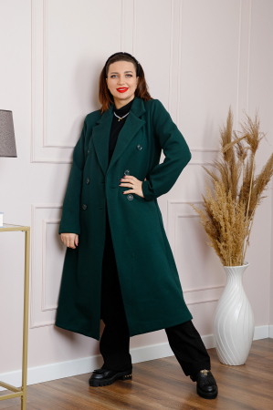 Palton lung dama elegant cu nasturi decorativi - Verde [2]