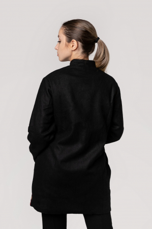 Palton traditional negru cu broderie florala multicolora Felicia [1]