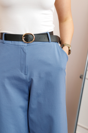 Pantaloni bleu evazati cu talie elastica la spate si curea reglabila Molly [1]